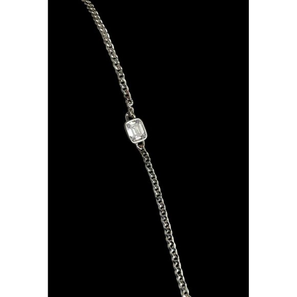 New Tocara Sterling Silver Bracelet DiAmi Crystal Oblong Centerpiece Curb Chain - Picture 3 of 10